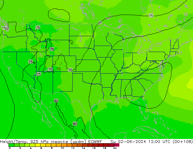 Height/Temp. 925 hPa ECMWF  02.06.2024 12 UTC