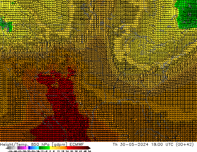 Height/Temp. 850 hPa ECMWF Th 30.05.2024 18 UTC