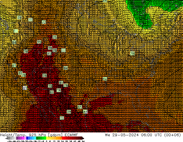 Height/Temp. 925 hPa ECMWF We 29.05.2024 06 UTC