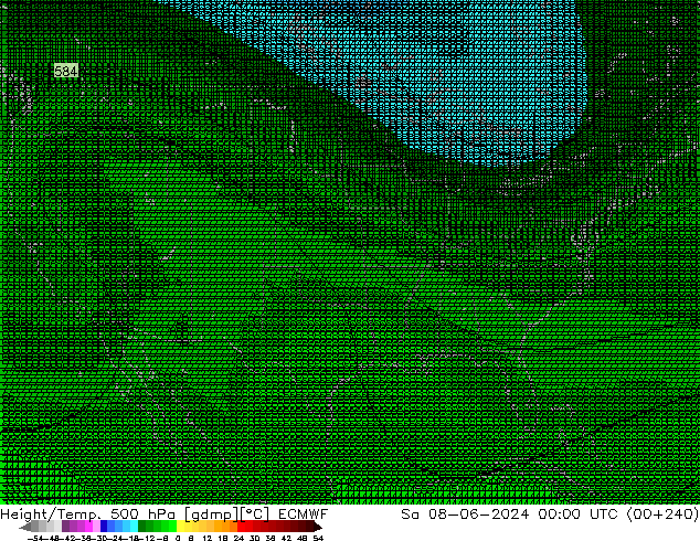 Hoogte/Temp. 500 hPa ECMWF za 08.06.2024 00 UTC