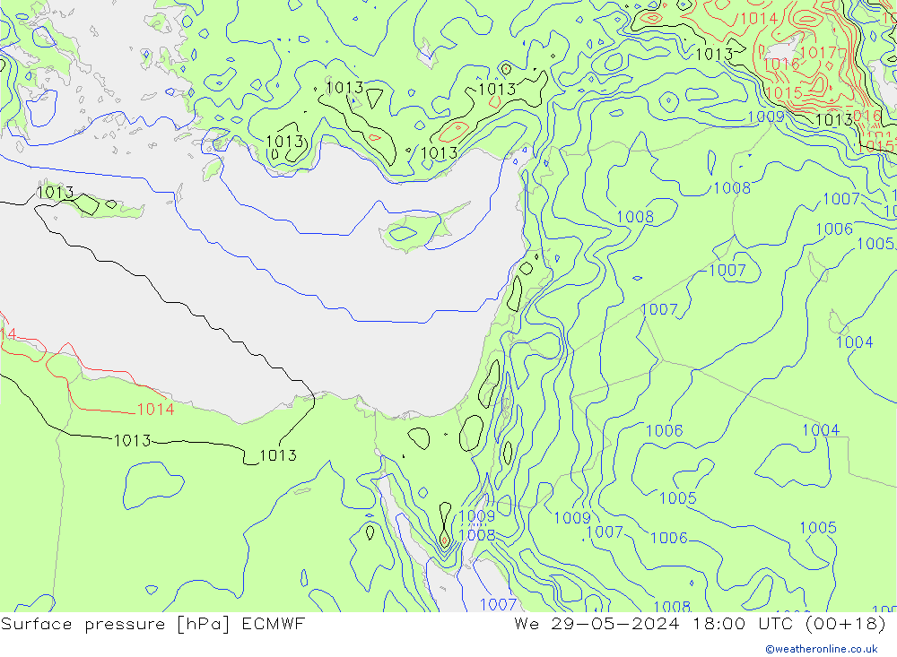 Surface pressure ECMWF We 29.05.2024 18 UTC