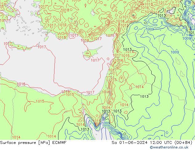 Atmosférický tlak ECMWF So 01.06.2024 12 UTC