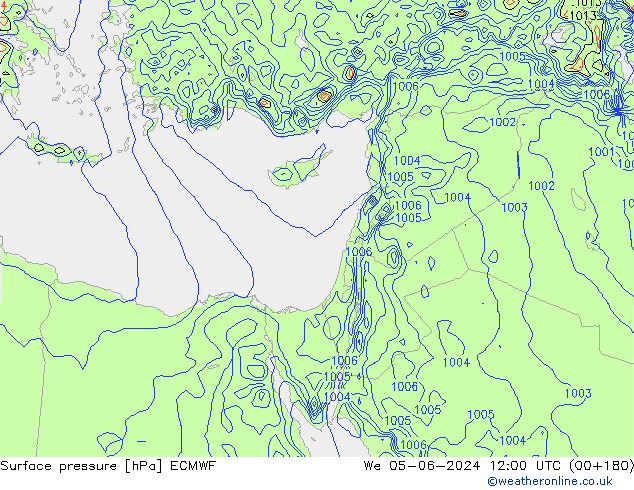 pressão do solo ECMWF Qua 05.06.2024 12 UTC