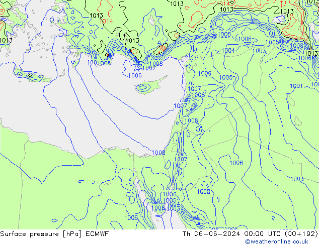 Surface pressure ECMWF Th 06.06.2024 00 UTC