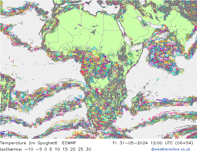 mapa temperatury 2m Spaghetti ECMWF pt. 31.05.2024 12 UTC