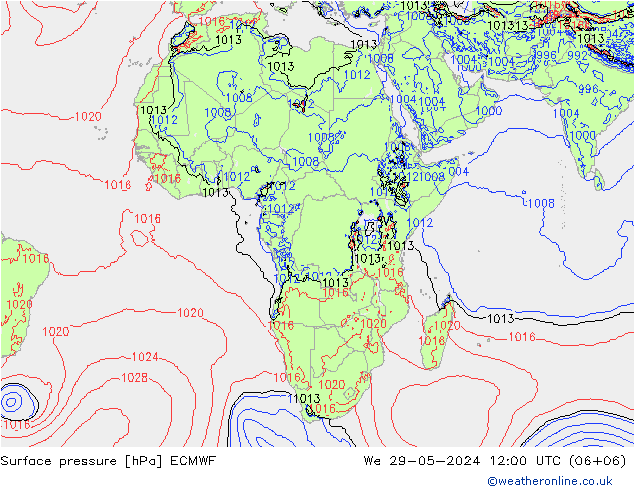 ciśnienie ECMWF śro. 29.05.2024 12 UTC