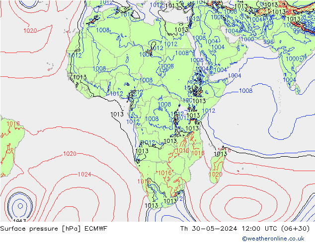 Surface pressure ECMWF Th 30.05.2024 12 UTC