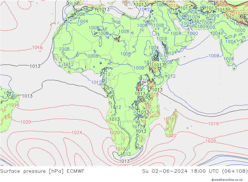 Surface pressure ECMWF Su 02.06.2024 18 UTC