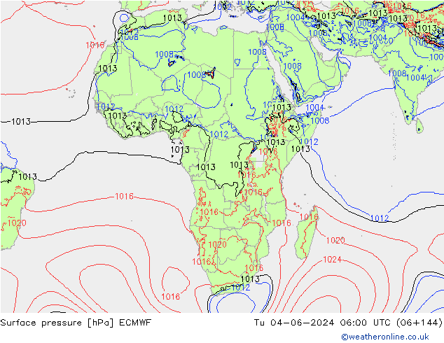 Presión superficial ECMWF mar 04.06.2024 06 UTC