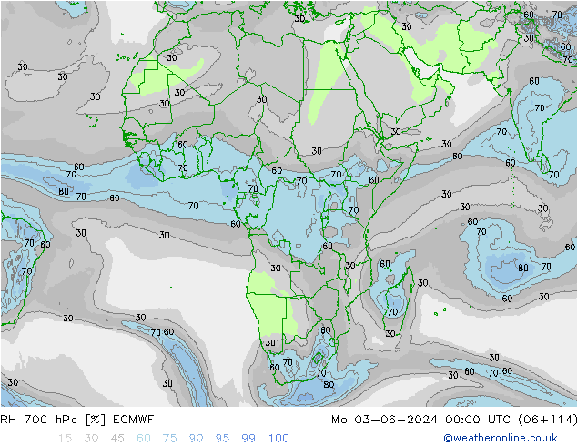 RH 700 hPa ECMWF  03.06.2024 00 UTC