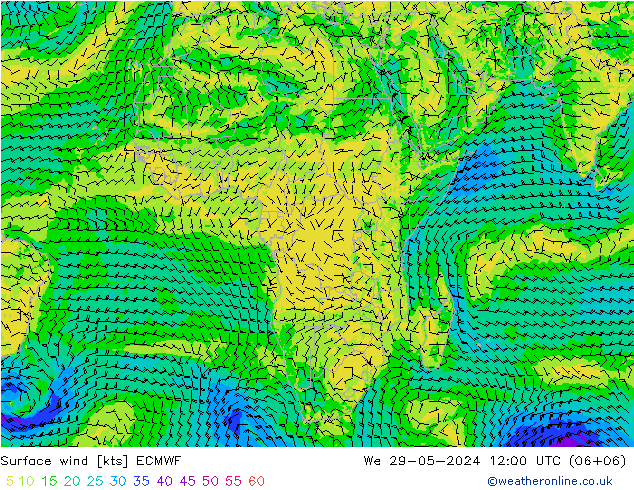 Wind 10 m ECMWF wo 29.05.2024 12 UTC