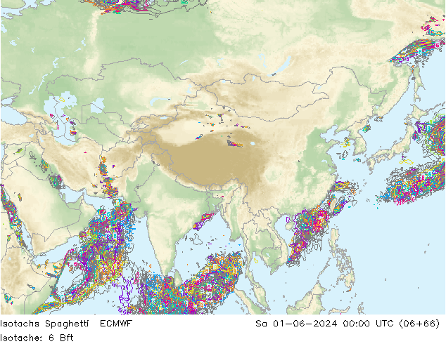 Isotachs Spaghetti ECMWF Sa 01.06.2024 00 UTC