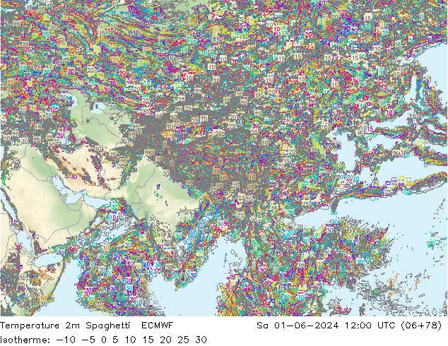 Sıcaklık Haritası 2m Spaghetti ECMWF Cts 01.06.2024 12 UTC