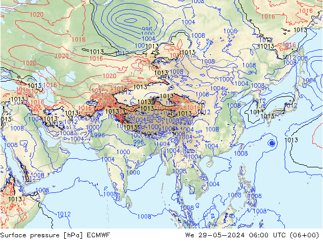 Yer basıncı ECMWF Çar 29.05.2024 06 UTC