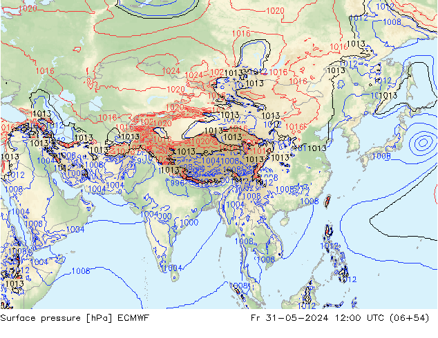 Luchtdruk (Grond) ECMWF vr 31.05.2024 12 UTC