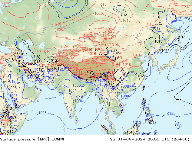 Surface pressure ECMWF Sa 01.06.2024 00 UTC