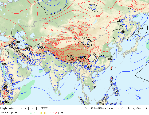 yüksek rüzgarlı alanlar ECMWF Cts 01.06.2024 00 UTC