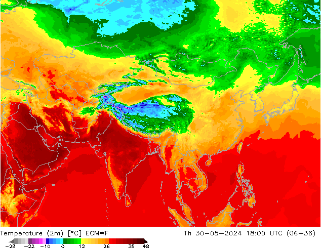 Temperature (2m) ECMWF Čt 30.05.2024 18 UTC