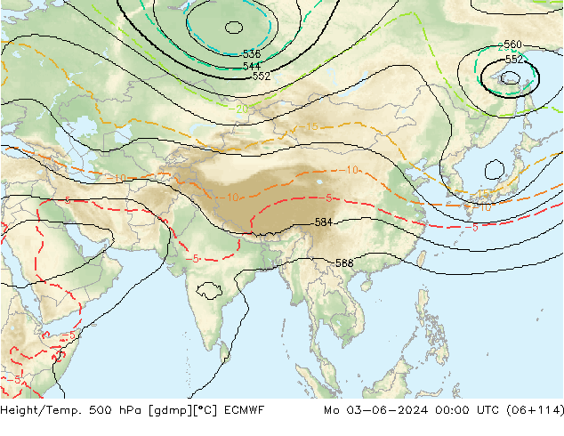 Height/Temp. 500 hPa ECMWF lun 03.06.2024 00 UTC