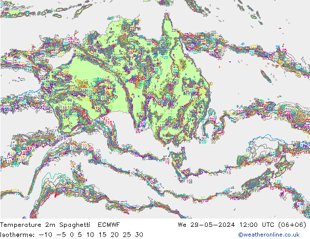 température 2m Spaghetti ECMWF mer 29.05.2024 12 UTC