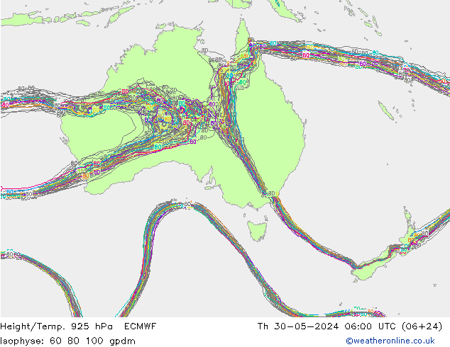 Hoogte/Temp. 925 hPa ECMWF do 30.05.2024 06 UTC