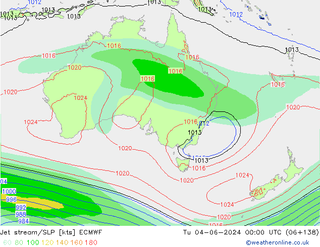 Jet stream/SLP ECMWF Tu 04.06.2024 00 UTC