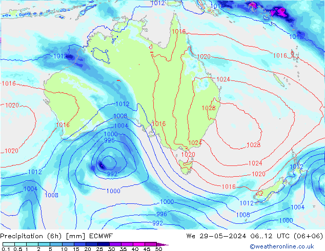 осадки (6h) ECMWF ср 29.05.2024 12 UTC