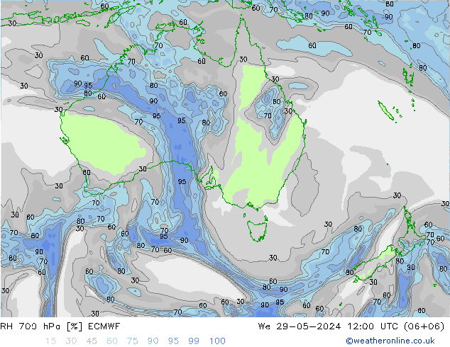 RH 700 гПа ECMWF ср 29.05.2024 12 UTC