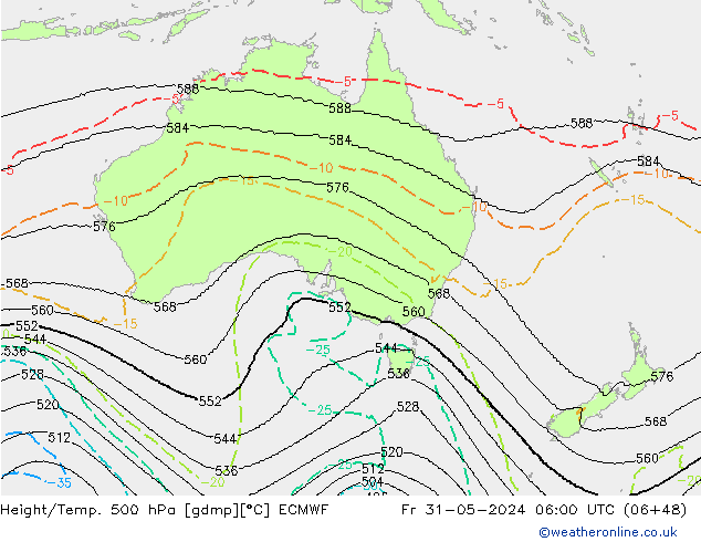 Height/Temp. 500 hPa ECMWF Fr 31.05.2024 06 UTC