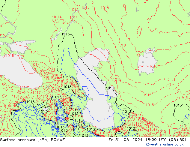 Surface pressure ECMWF Fr 31.05.2024 18 UTC