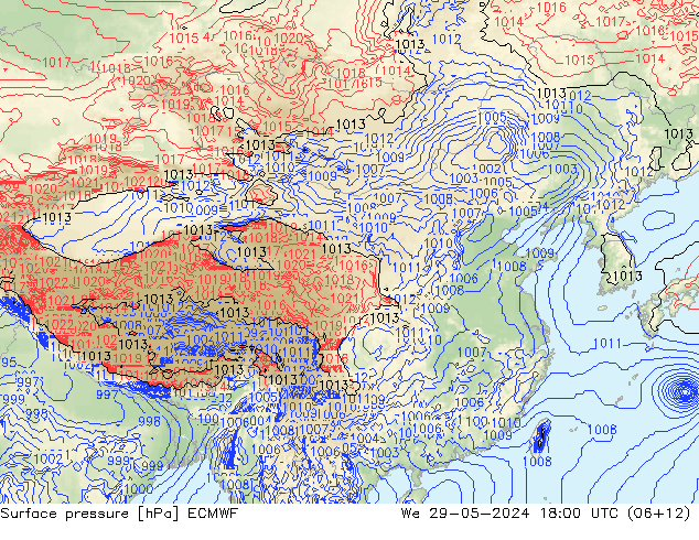 地面气压 ECMWF 星期三 29.05.2024 18 UTC