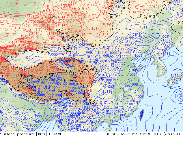 地面气压 ECMWF 星期四 30.05.2024 06 UTC