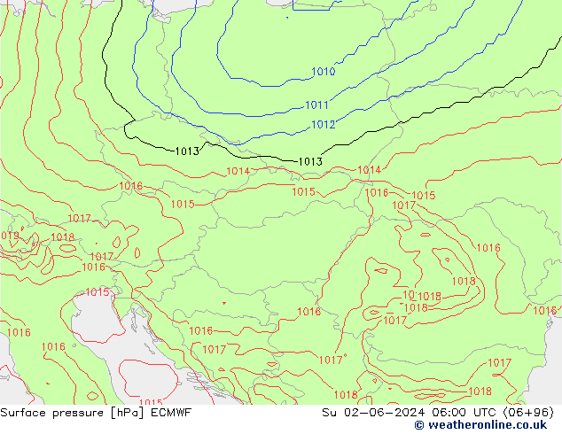 Pressione al suolo ECMWF dom 02.06.2024 06 UTC