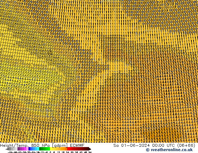 Height/Temp. 850 hPa ECMWF sab 01.06.2024 00 UTC