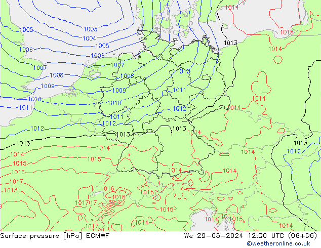 Bodendruck ECMWF Mi 29.05.2024 12 UTC