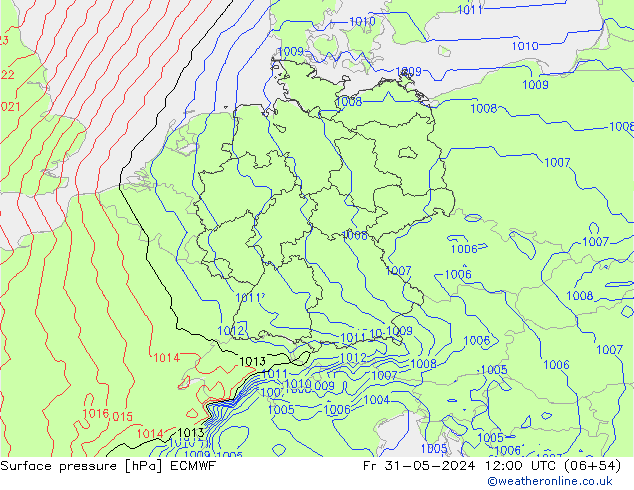 Atmosférický tlak ECMWF Pá 31.05.2024 12 UTC