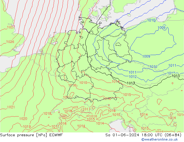 Bodendruck ECMWF Sa 01.06.2024 18 UTC