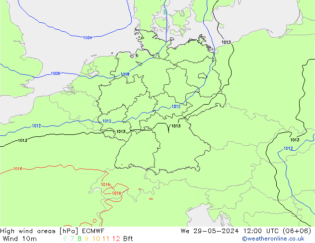 Izotacha ECMWF śro. 29.05.2024 12 UTC