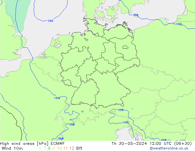 yüksek rüzgarlı alanlar ECMWF Per 30.05.2024 12 UTC