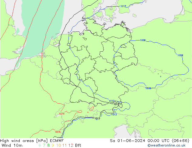 High wind areas ECMWF Sa 01.06.2024 00 UTC