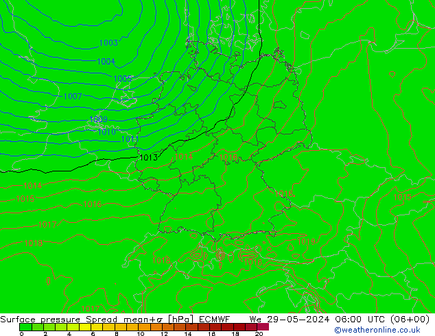 地面气压 Spread ECMWF 星期三 29.05.2024 06 UTC