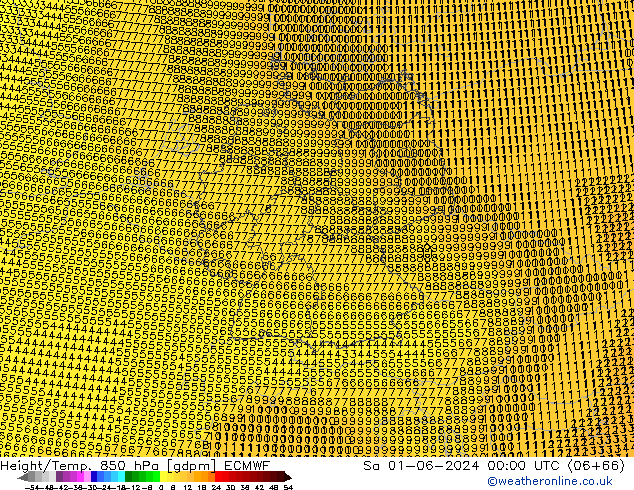 Height/Temp. 850 гПа ECMWF сб 01.06.2024 00 UTC