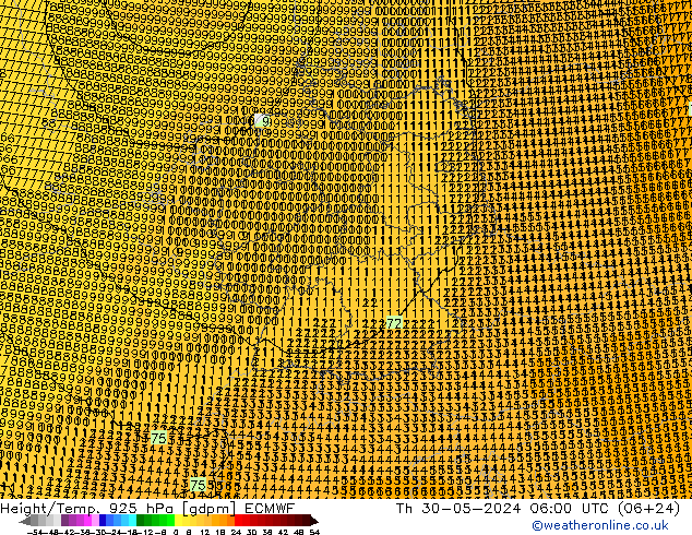 Height/Temp. 925 hPa ECMWF Qui 30.05.2024 06 UTC