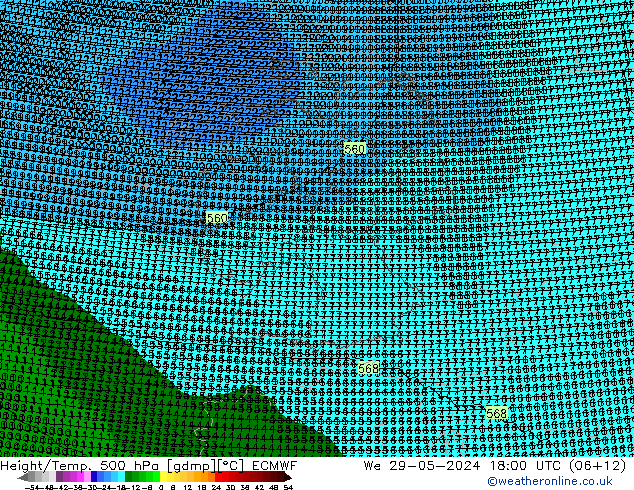 Géop./Temp. 500 hPa ECMWF mer 29.05.2024 18 UTC