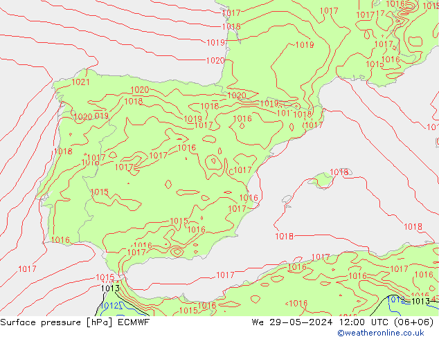 ciśnienie ECMWF śro. 29.05.2024 12 UTC