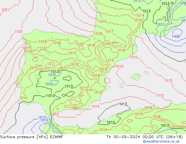 Yer basıncı ECMWF Per 30.05.2024 00 UTC