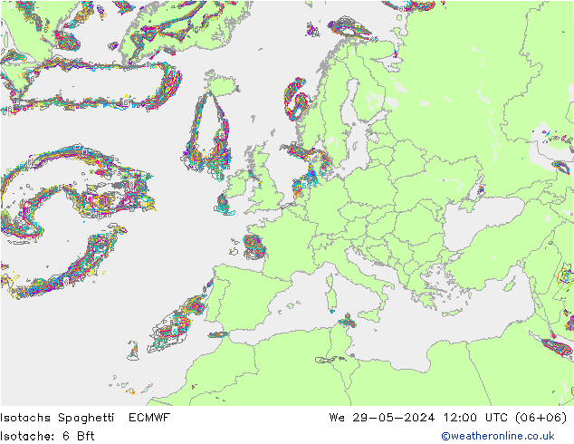 Eşrüzgar Hızları Spaghetti ECMWF Çar 29.05.2024 12 UTC