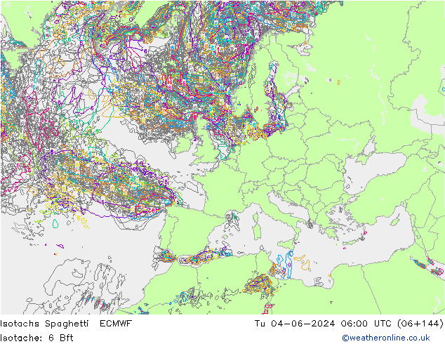 Isotachs Spaghetti ECMWF mar 04.06.2024 06 UTC