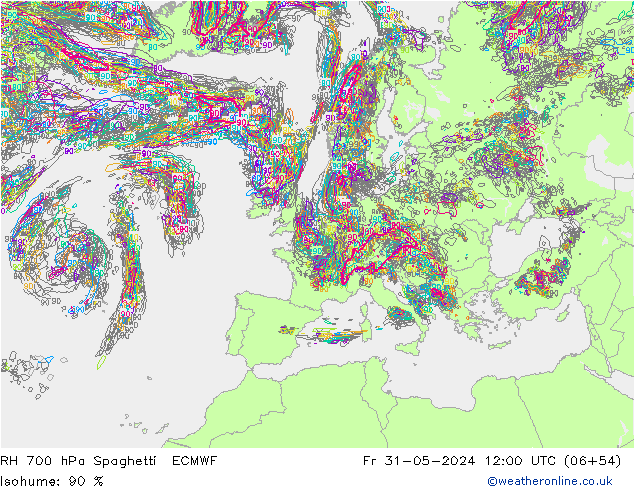 RV 700 hPa Spaghetti ECMWF vr 31.05.2024 12 UTC