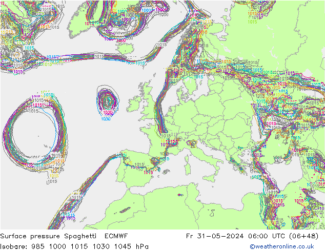 ciśnienie Spaghetti ECMWF pt. 31.05.2024 06 UTC